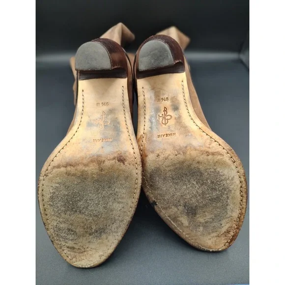 Cole Haan Nike Air Tan Leather Tall Harness Boots Womens 9.5 B D32418 Brazil - Picture 6 of 10